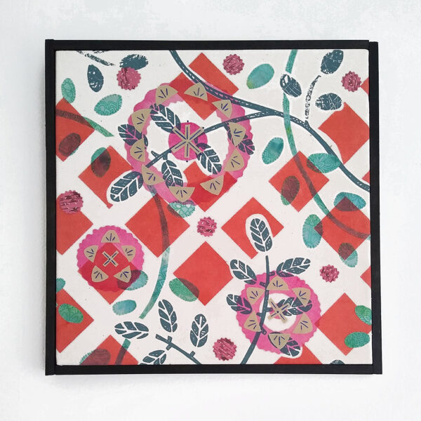 square wall canvas with stylised floral shapes