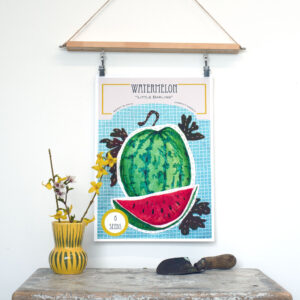 watermelon seed packet illustration print